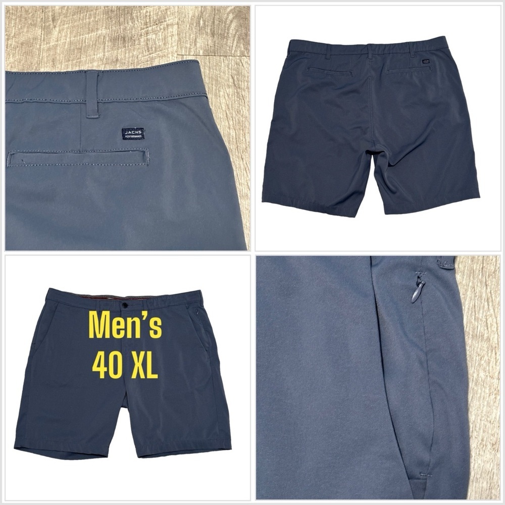 Men's JACHS Performance 40 XL Golf Shorts Khakis Chino Blue Gripper Waistband